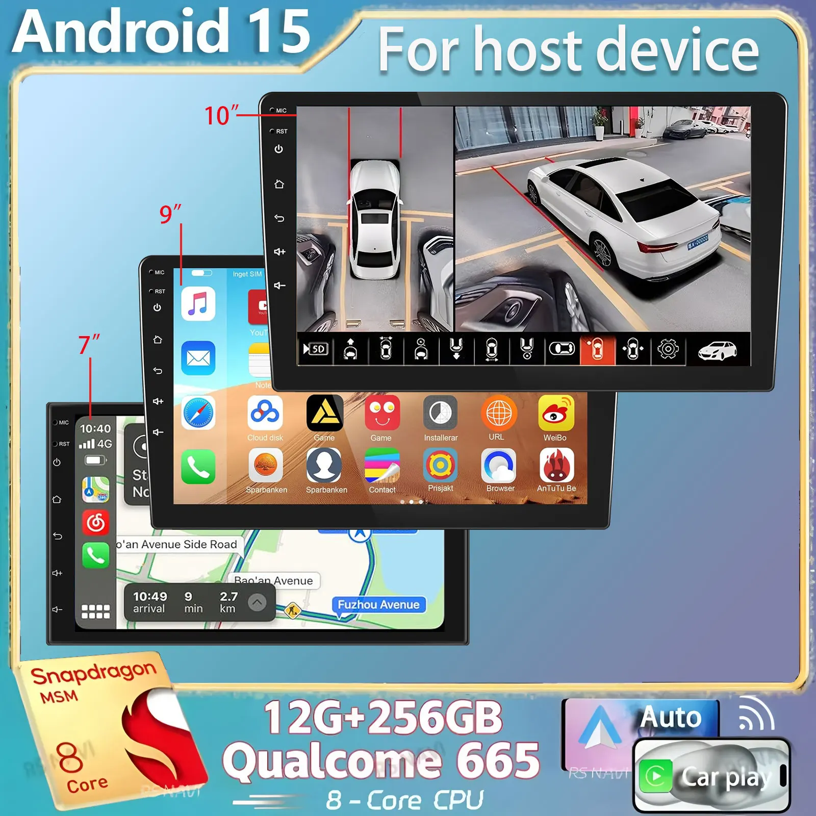 Qualcomm Android 15 Car Multimedia Video Player Universal Stereo Radio For Volkswagen Nissan Hyundai Kia Toyota Honda Peugeot