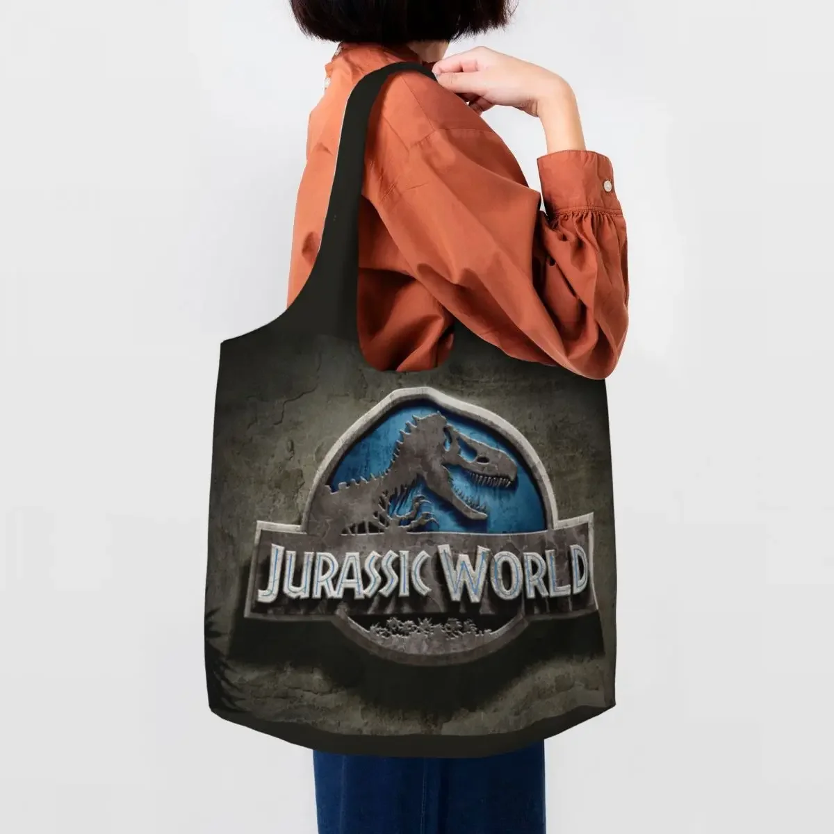 Jurassic Parks Groceries Shopping Tote Bag Women Funny Dinosaur World Canvas Shopper Shoulder Bags Big Capacity Bag Handbags