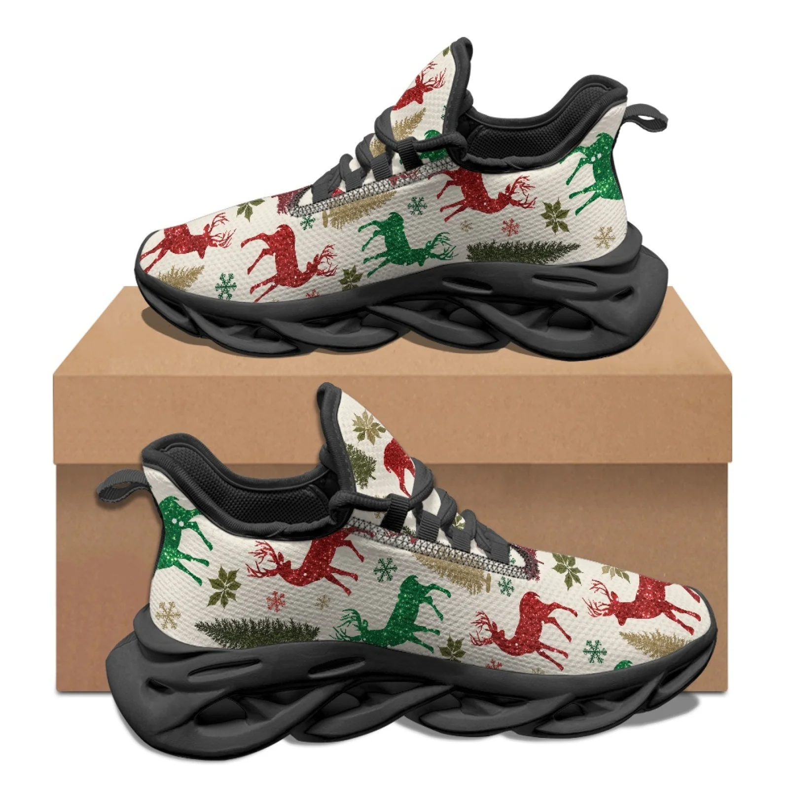 PENSTROLL Reindeer Tree Art Mens Running Shoes Mesh & EVA Men's Sneakers Lightweight for Boys New Design All Season