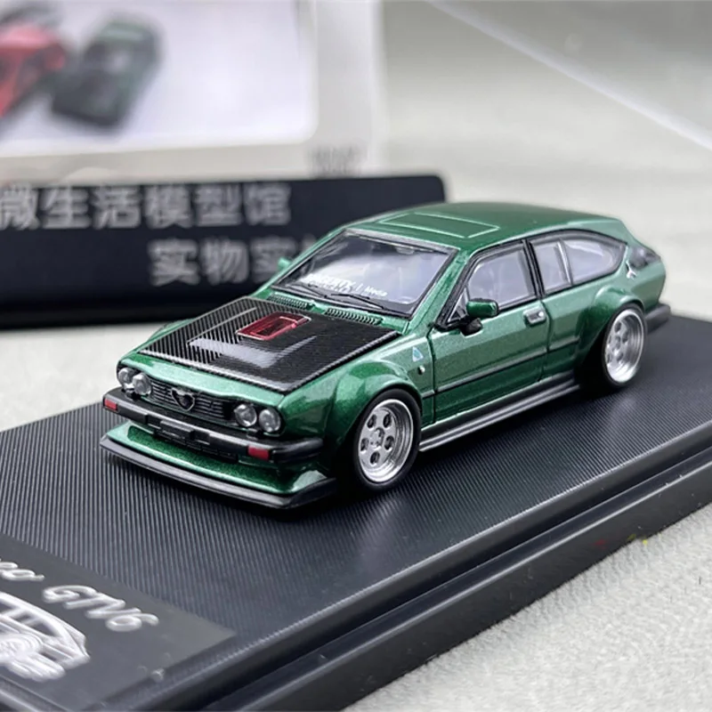 Diecast Original 1:64 Scale Alfa Romeo GTV6 Simulation Alloy Car Model Static Display Collectible Toy Gift Decoration Souvenir