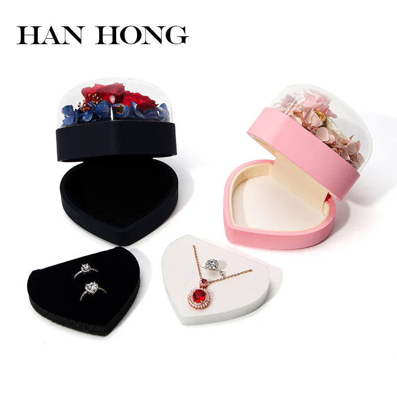 Pink Heart-shaped Rose Gift Box. Eternal Flower Jewelry Box. Ring Box, Necklace Box. Jewelry Storage Box. Festival Gifts