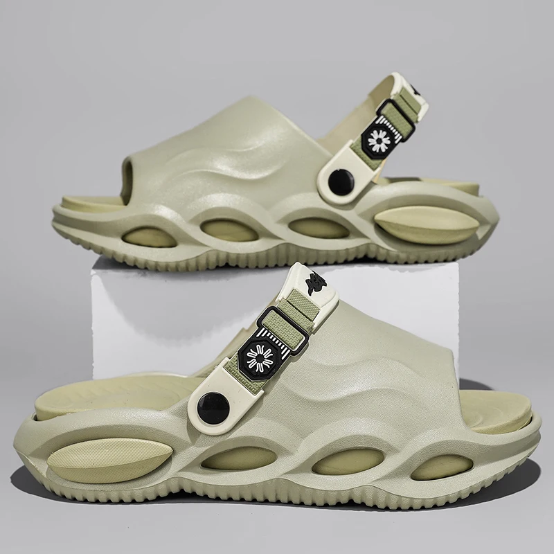 

New summer neutral home slippers thick bottom unique outdoor sandals soft bottom super light flat shoes Very good