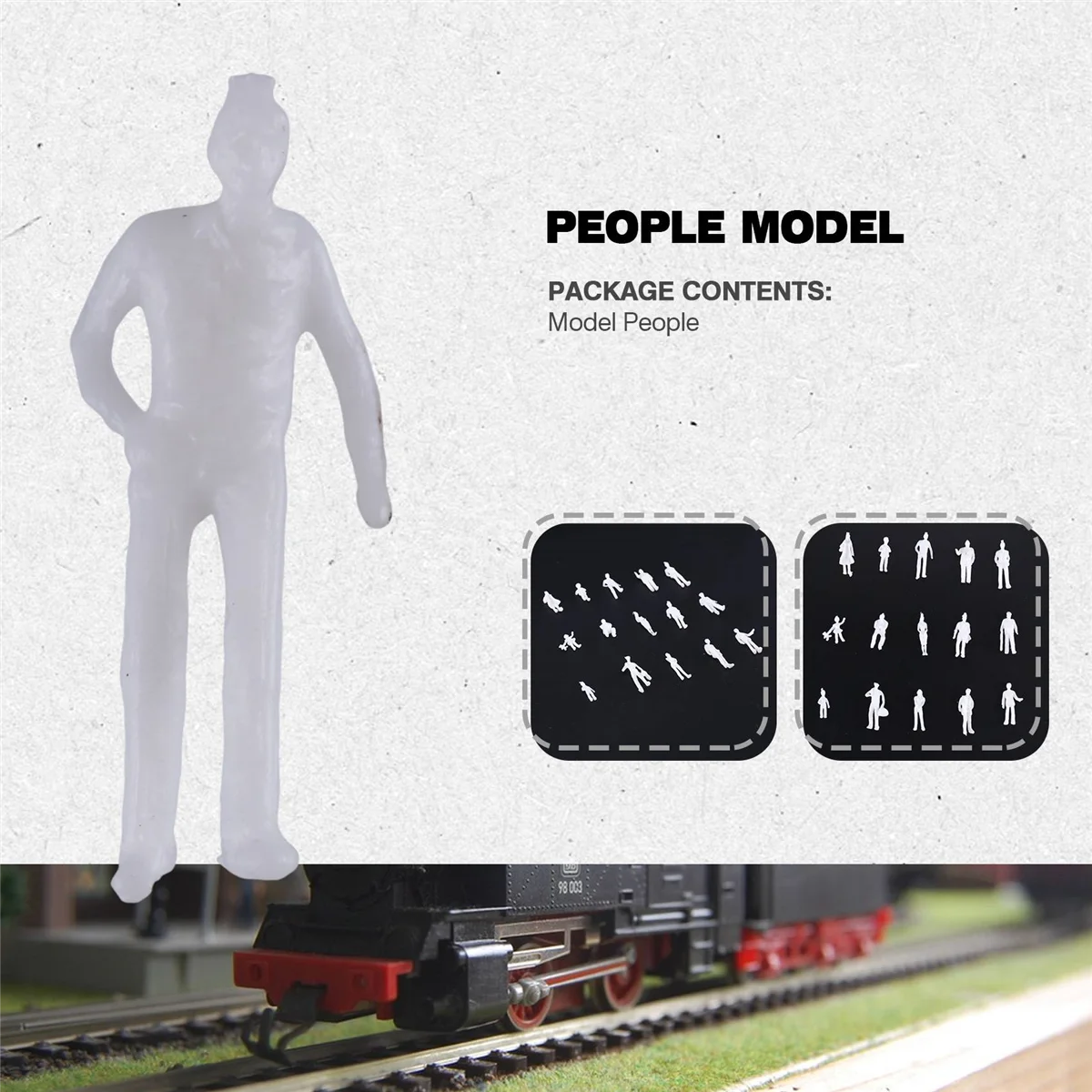 RIRI 100Pcs HO Scale 1:100 White Model People Unpainted Train Figures