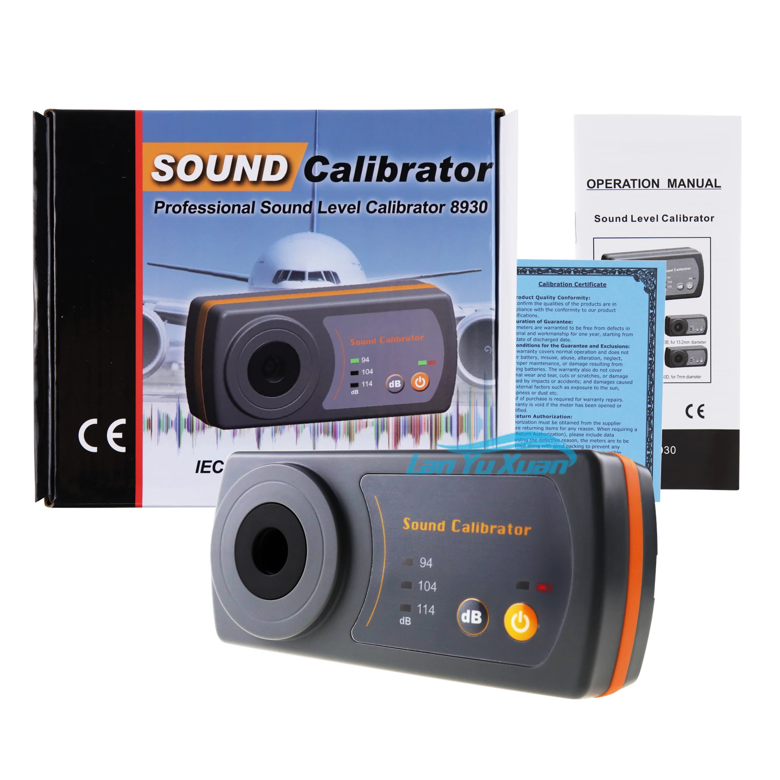 Portable Compact Sound Level Meters Calibrator 94dB/ 104dB/ 114dB Noise Calibration  For 13.2mm Microphone Size