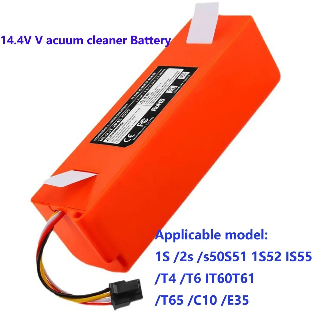 

New100% 14.4V 12800mAh Robotic Vacuum Cleaner Replacement Battery For Xiaomi Roborock S55 S60 S65 S50 S51 S5 MAX S6 Parts