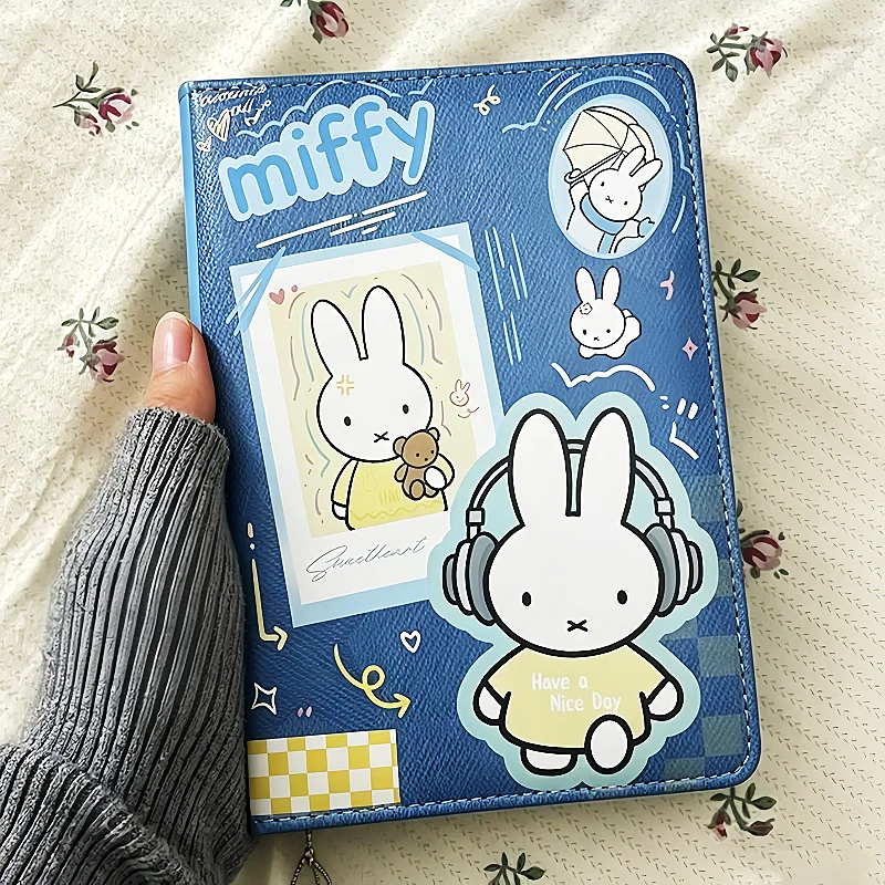 80/100 Pages Miffy Leather Notebooks Kawaii B6 Full-color Inner Pages Thickened Student  Handbook Diary Office Notepad Gift