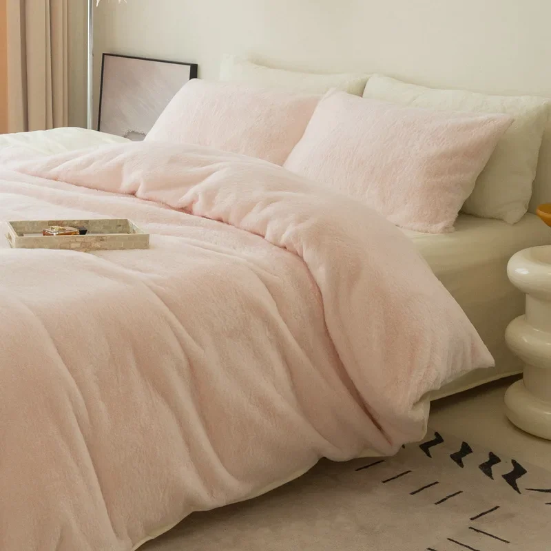 Customizable Class A Thickened 350g Rabbit Plush Four-piece Set B Side 210g Bedding Anti-static