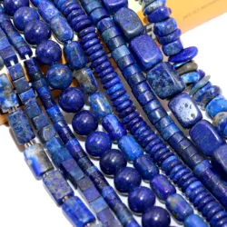 Natural Lapis Lazuli Round Rondelle Cylinder Faceted Loose Spacer Stone Bead For Jewelry Making DIY Bracelets Accessories