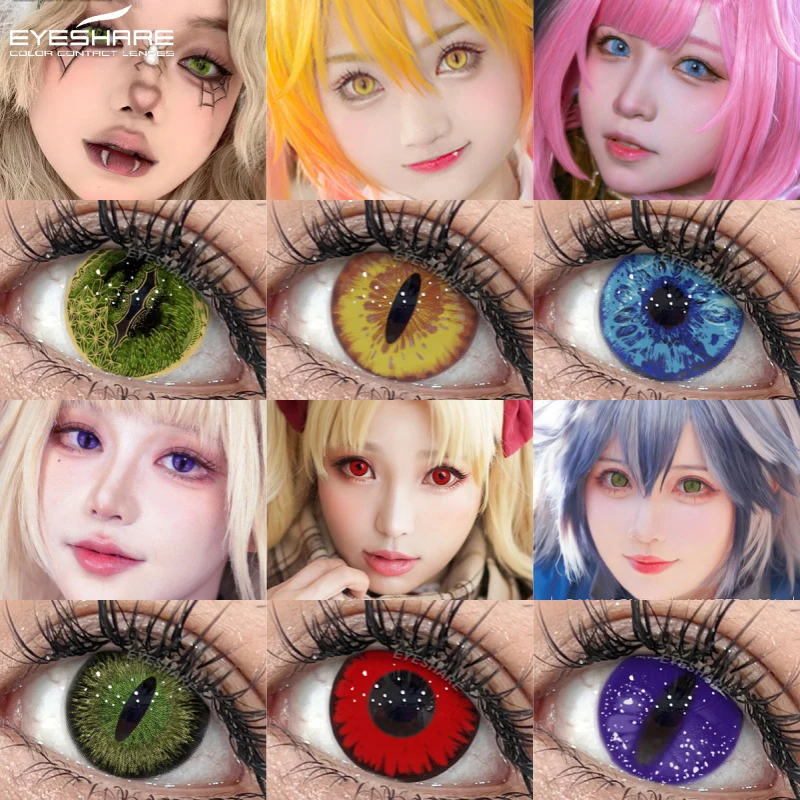 EYESHARE 2 Stück Halloween-Kontaktlinsen für Augen, Cosplay-Linsen, weiße Anime-Linsen, Anime-Zubehör, rote Augenkontakte, jährliche Verwendung