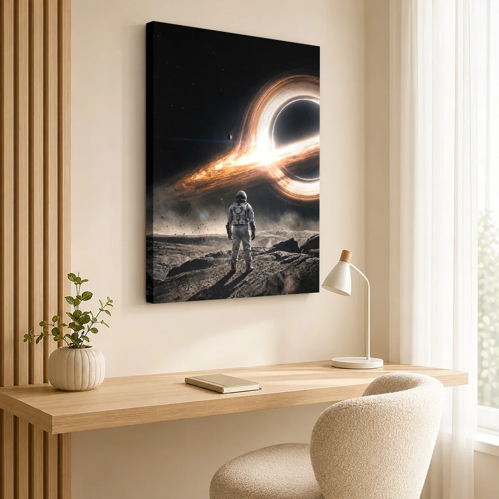 Interstellar Astronaut Framed Canvas Print Poster Customized Vintage Movie Canvas Wall Art for Living Room Decor Ready to Hang