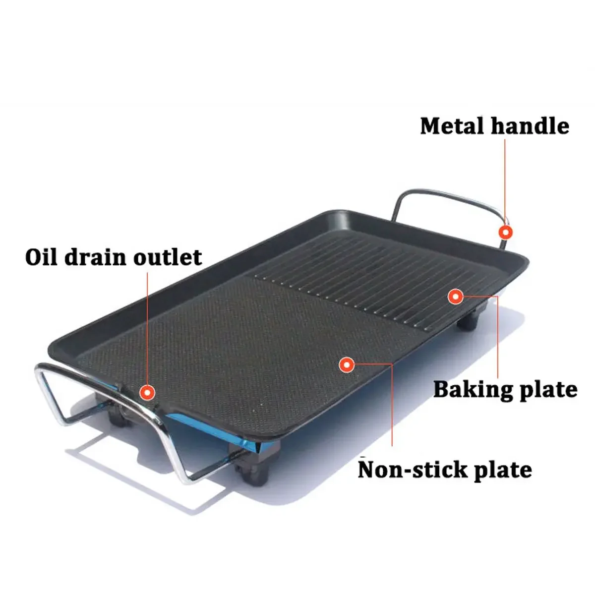 Máquina de churrasco sem fumaça, Churrasqueira antiaderente, Forno doméstico ajustável, Ferramentas de cozinha, 5 níveis, 1300W