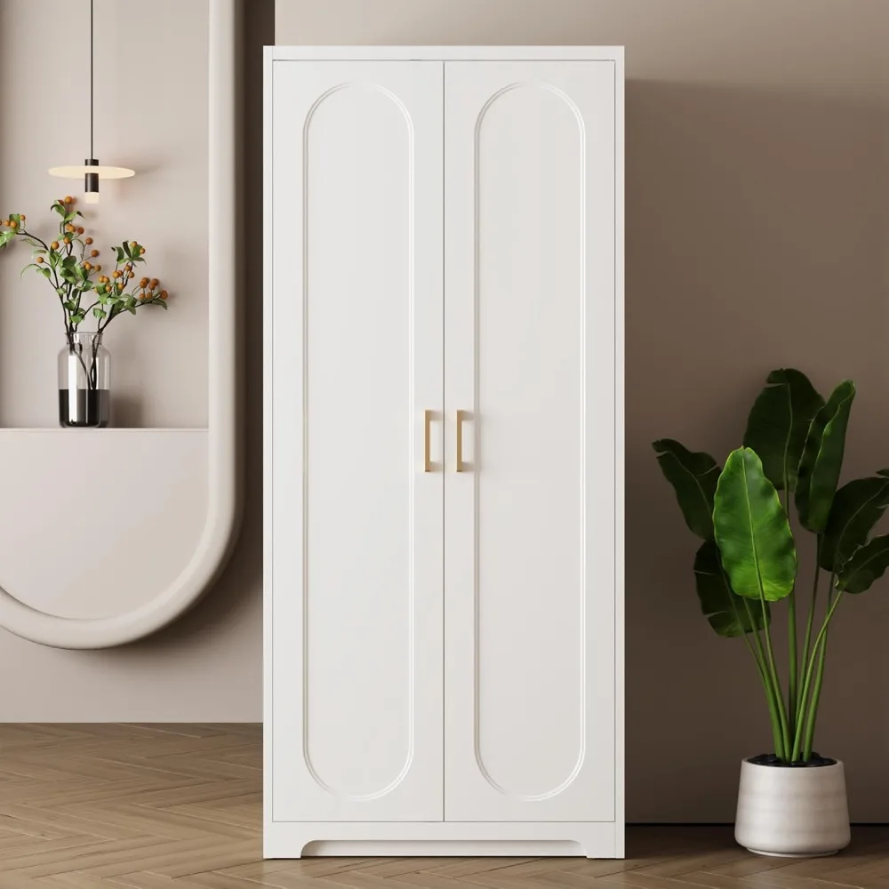 

71" pantry cabinet w/ doors & 4 shelves, metal storage for laundry/living/dining room