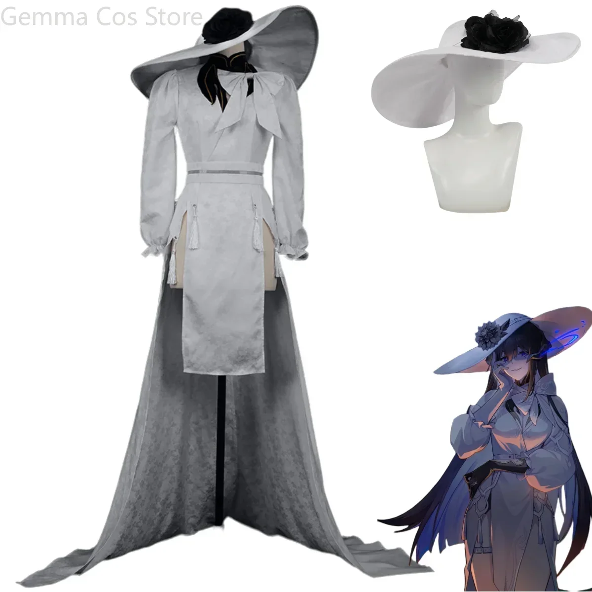 Anime jogo honkai: star rail constance o dália cosplay traje sempre-chama mansão membro vestido branco mulher sexy carnaval terno