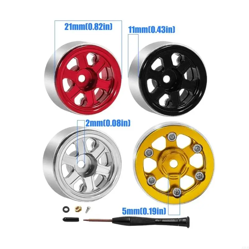 Packung mit 4 hochwertigen 1/30 SCX30 0,7 Zoll Aluminium-Metall-Ersatzrädern für Off-Road-Modelle A2UB – Detail 6