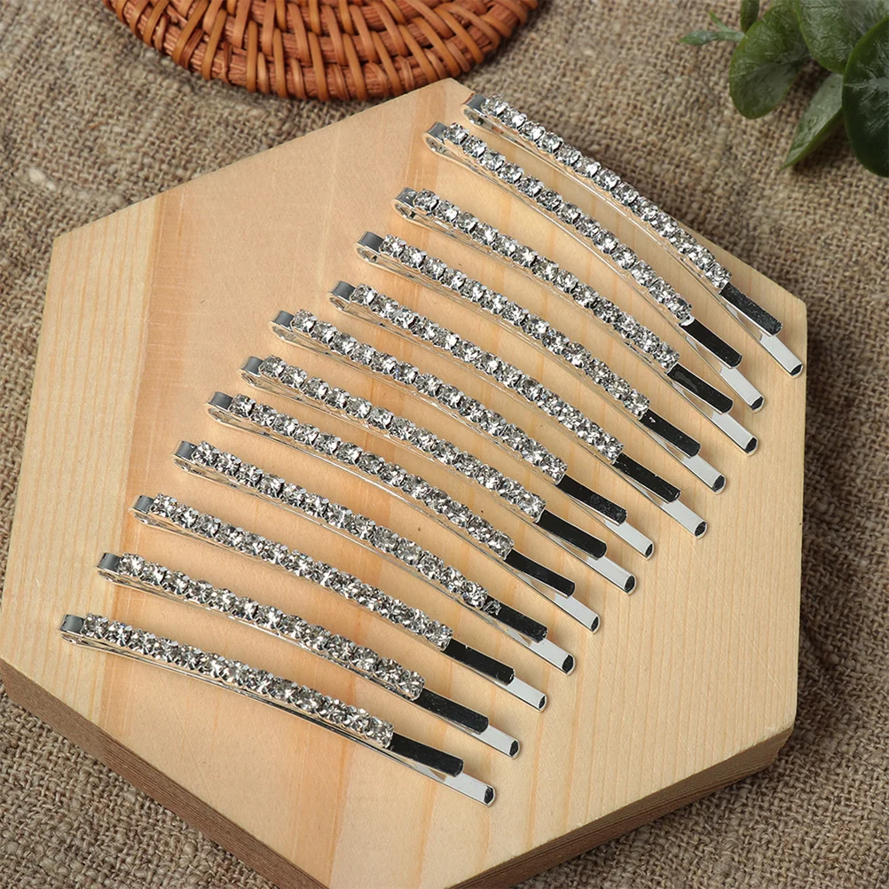 

12Pcs Crystal Hair Clip Rhinestone Hairpins Delicate Bridal Barrettes Wedding Hairpins Hair Accessories for Bride Bridesmaid