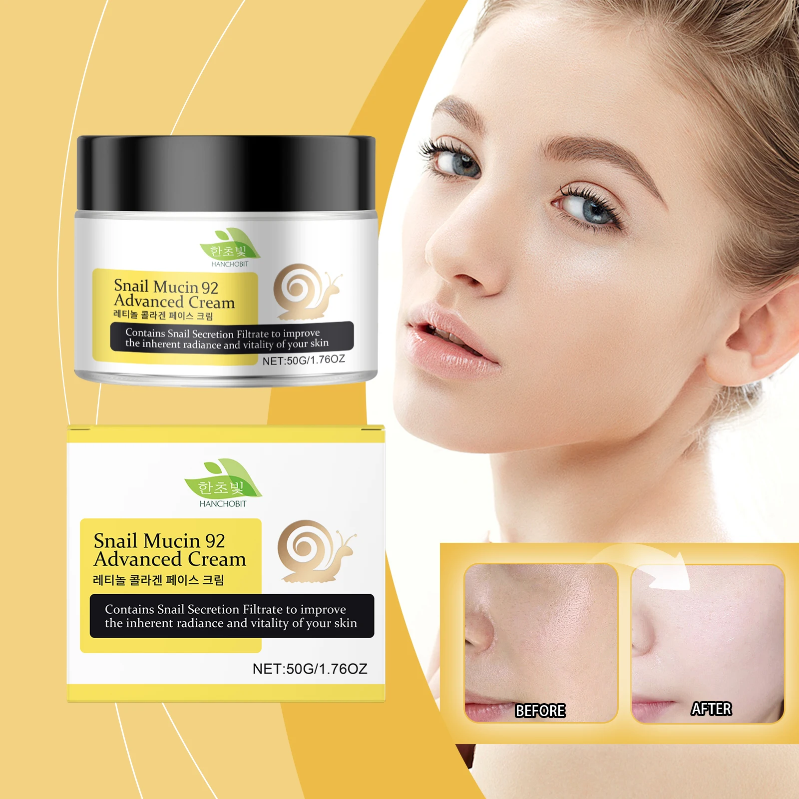 50g/1.76oz - Korean Skincare with Snail Secretion Filtrate, Retinol & Collagen - Hydrating, Anti-Aging Face Cream for Wrinkles