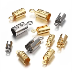 30pcs Stainless Steel Crimp Caps DIY Necklace Chain Fastener Connectors Cords Rope Bracelet End Caps Jewelry Making DIY Supplies