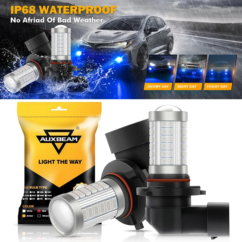 Universal LED Car Light Fit For Front Turn Signal Lamp Brake/Reverse Light 9005/9006 Plug 33LEDs Blue Light Bulb Car Accessories