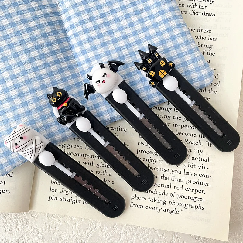 سكاكين فائدة قابلة للسحب سكين الهالوين فتاحة رسائل محمولة لقطع الورق المقوى أدوات مكتبية للمدرسة #4