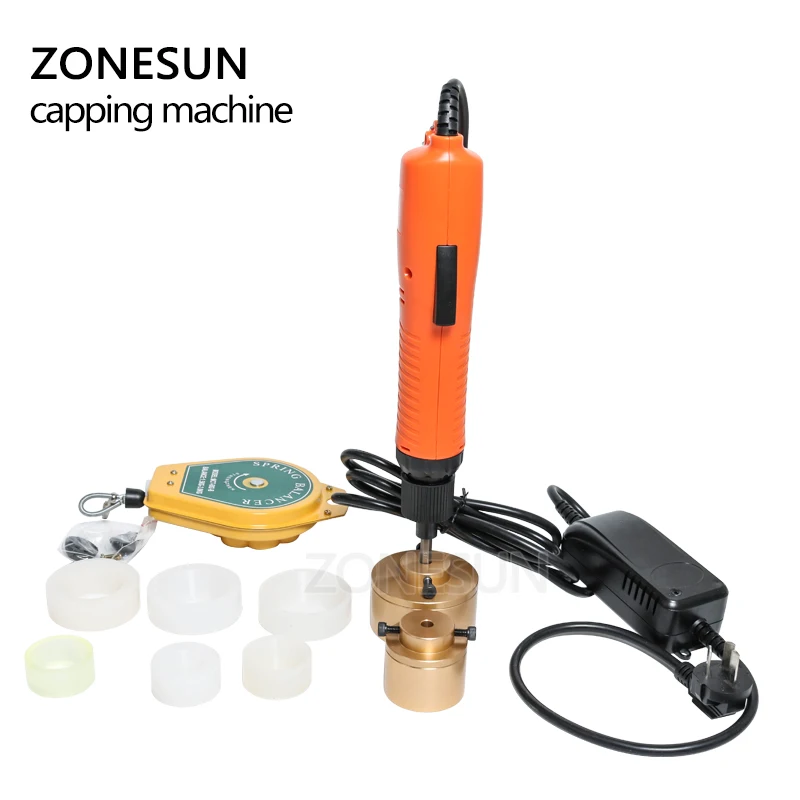 ZONESUN 10-50mm Large Torque Speed Adjustable Capping Machine Handheld Electric Sealing Tightener Screwing Capper Plastic Bottle