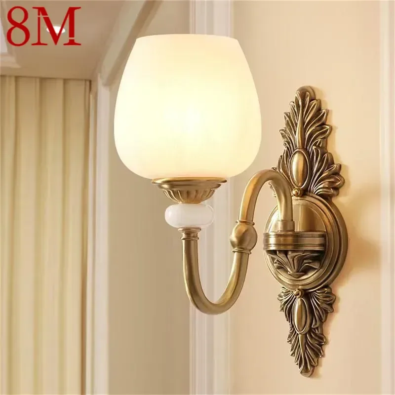 8M Contemporary Brass Wall Lamp American Retro LED Living Room Bedroom Study Room Hotel Villa Model Room Hall Way Aisle Ligh