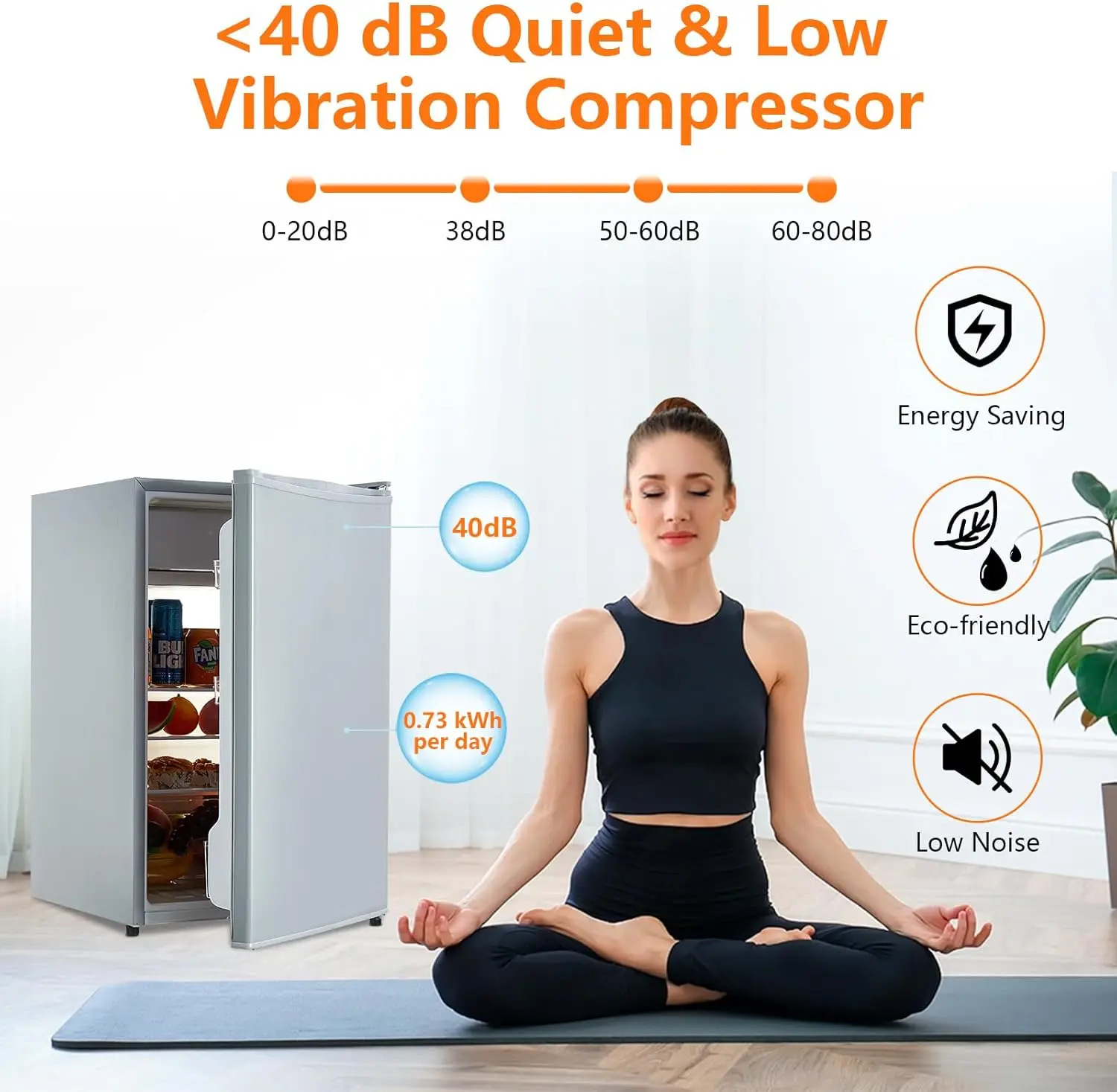 ตู้เย็นขนาดเล็กพร้อมช่องแช่แข็งตู้เย็นจิ๋วขนาด4.3ฟุตตู้เย็นขนาดเล็กประตูเดียวพร้อมเทอร์โมสตัทปรับได้7ระดับ