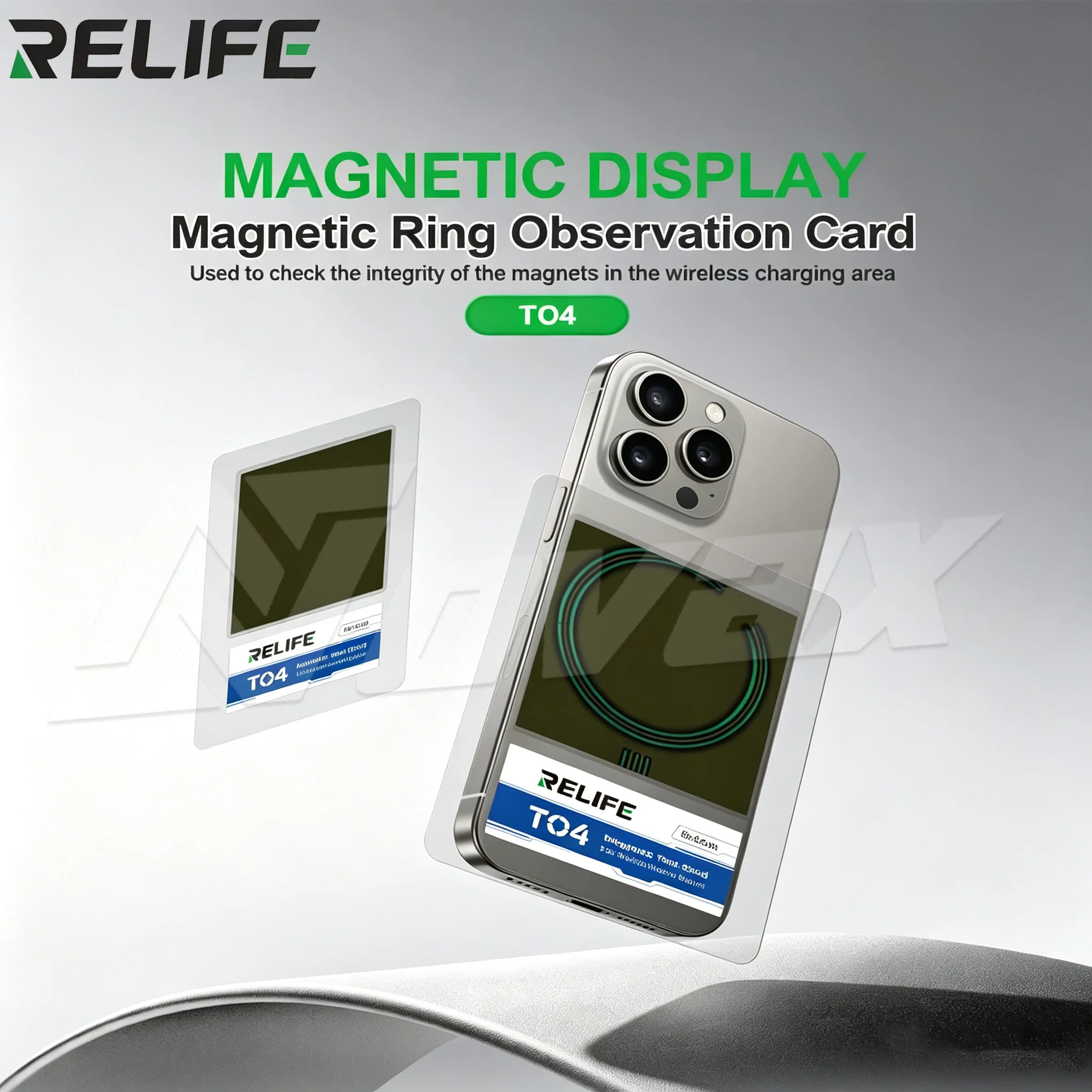 RELIFE TO4 Mobile Phone Rear Cover Magnetic Test Card Wireless Charger Magnetic Pole Detection Magnetic Ring Observation Card