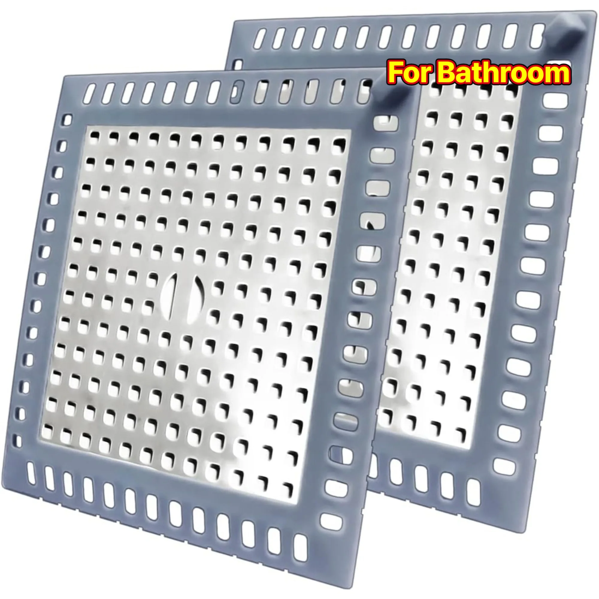1pc Shower Drain Hair Catcher/Strainer/Cover/Filter/Trap, Bathroom Floor Drain, Stainless Steel and Drain Shield, Square
