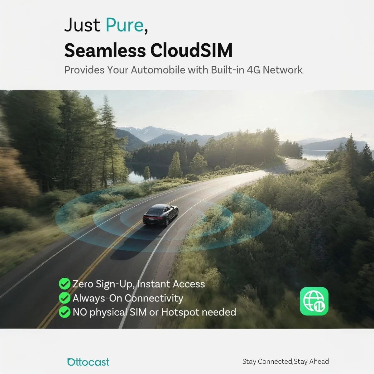 Ottocast  E2 AI Box Wireless CarPlay Android Auto Adapter Android 13 Plug & Play Cloud SIM 3.0 Smart for Car Multimedia Display