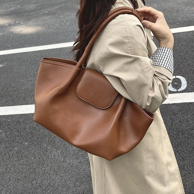 

Wing Style Underarm Shoulder Bag,Large Capacity Retro Pleated Cloud Commuter Everyday Tote Bag,Vintage Solid Color Women Handbag