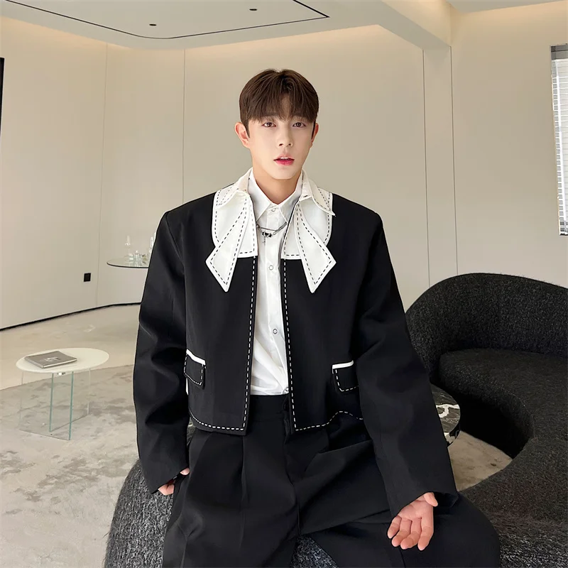 

Мужской повседневный костюм-пиджак Spring Youth Sle с вышивкой, укороченный, из полиэстера, приталенный, с длинными рукавами, на одной пуговице