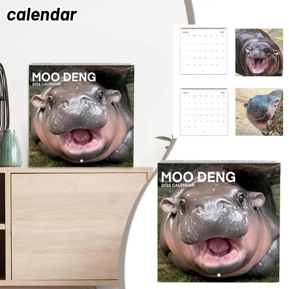 2025 Hippopotamus Calendar Modern Style Daily Weekly Calendar Planner Home Hanging Monthly Wall Calendar Desktop Q9L3