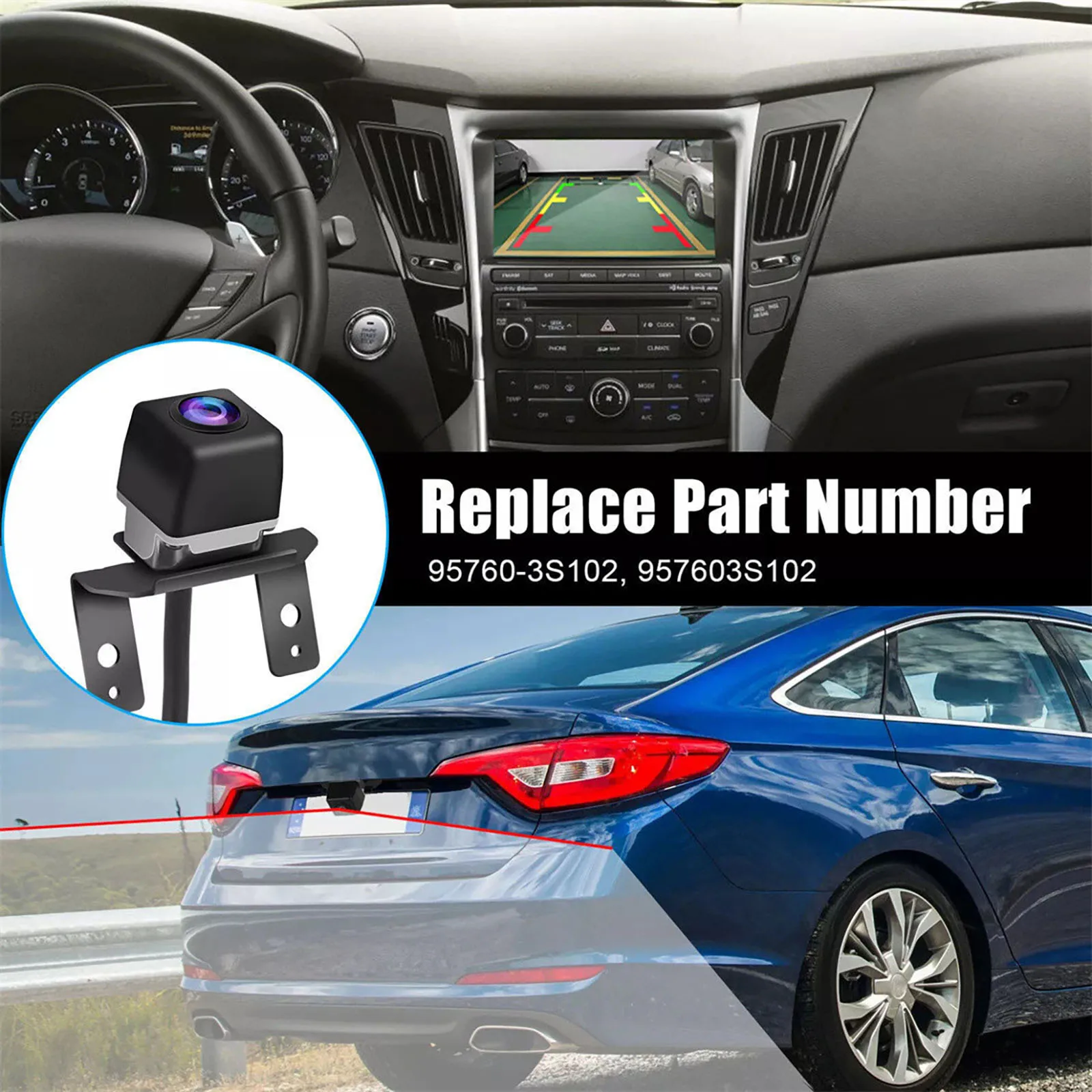 

Камера заднего вида для Hyundai Sonata 2011-2014, HD, ночное видение, 170° ° Широкоугольная водонепроницаемая линза прямой замены 95760-3S102