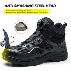 Diansen Men Protective Boots Steel Toe Anti-smash Anti-puncture Work Boots Safety Shoes Indestructible Construction Boots