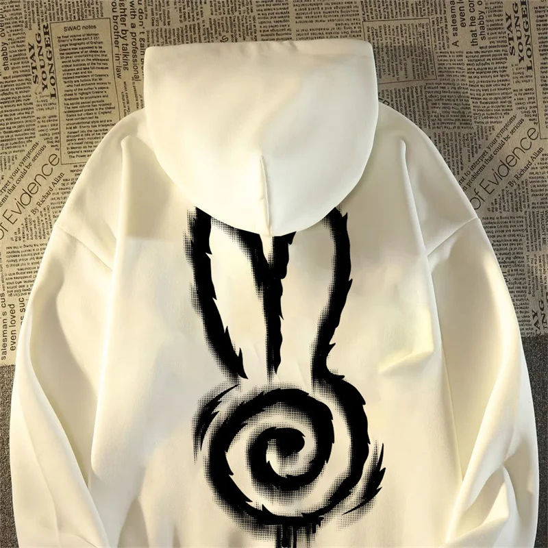 Korean Trend Hoodie Abstract Rabbit Printing y2k Women Men Sweatshirts Autumn Long Sleeves Street Hip Hop Tops Female Oversized