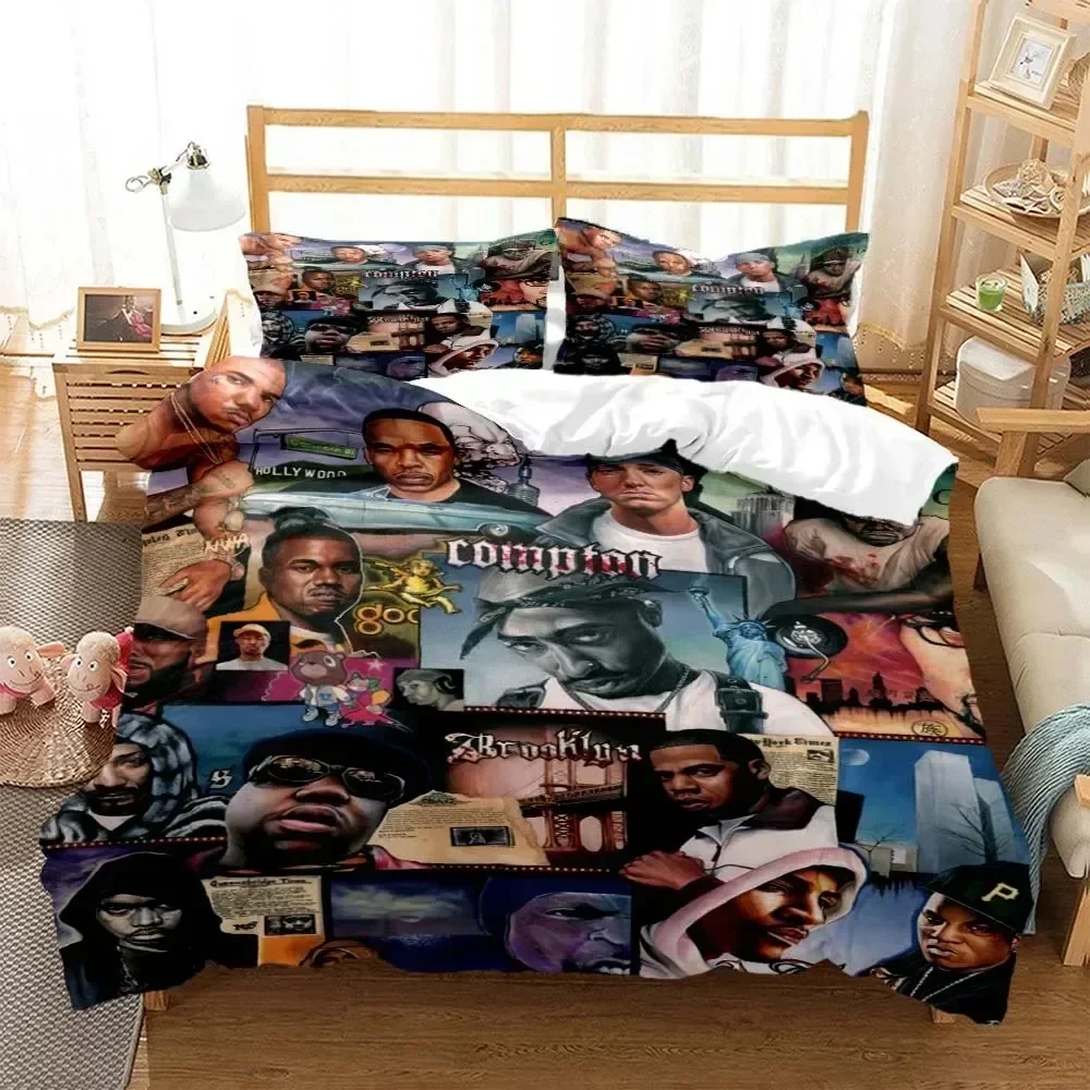 

Hip Hop Rapper Bedding Set Duvet Cover Sheet Printed Bed Set Pillowcase Bed Full Queen King Size Comforter Bedroom
