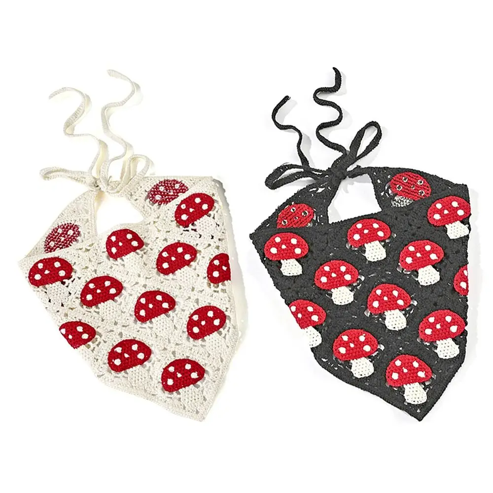 

Fashion Mushroom Shape Knit Headwear Crochet Hollow Triangle Scarf Cotton Headband Hair