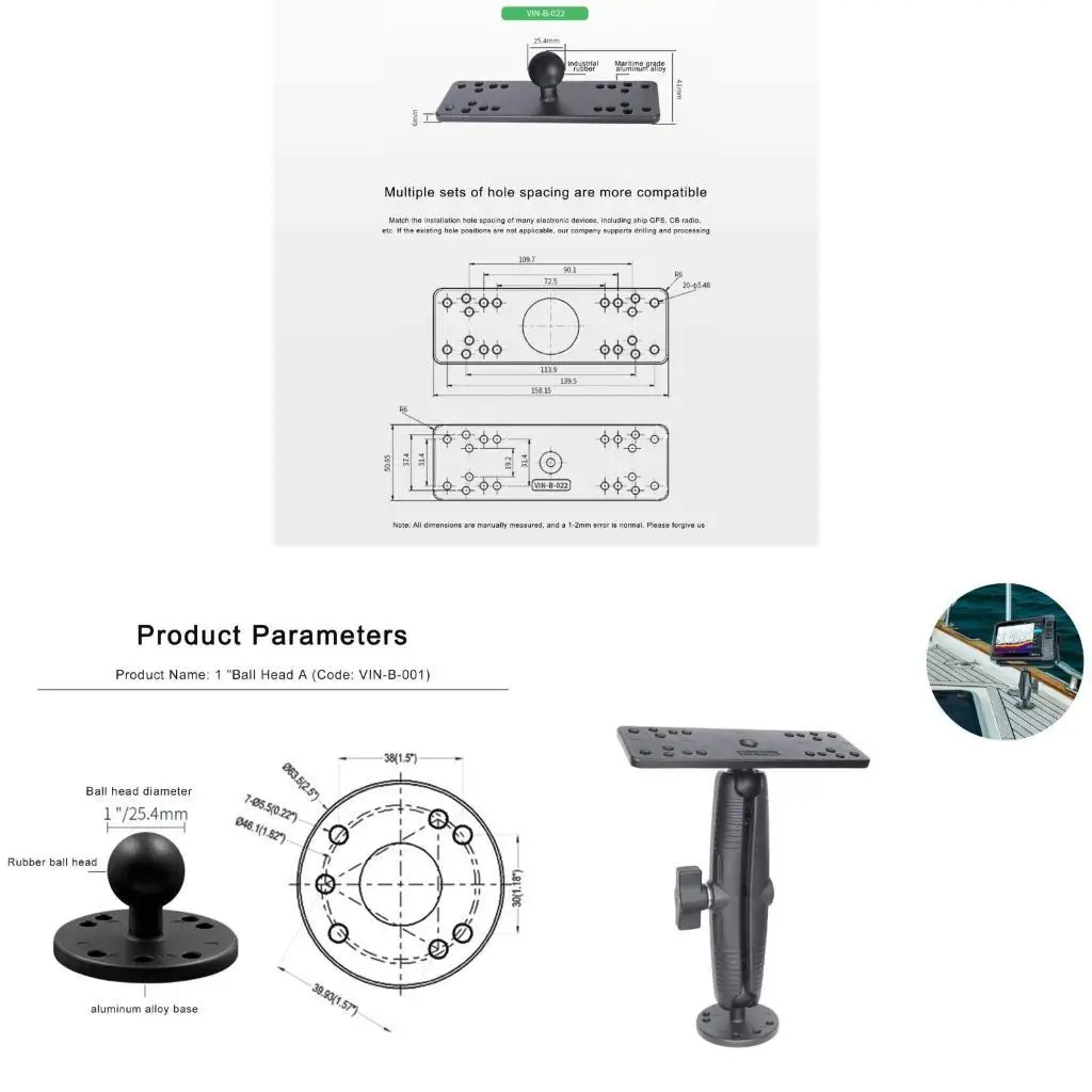 Stabilized Marine Sonar Bracket Multiple Position Adjustable Saltwater Durability  