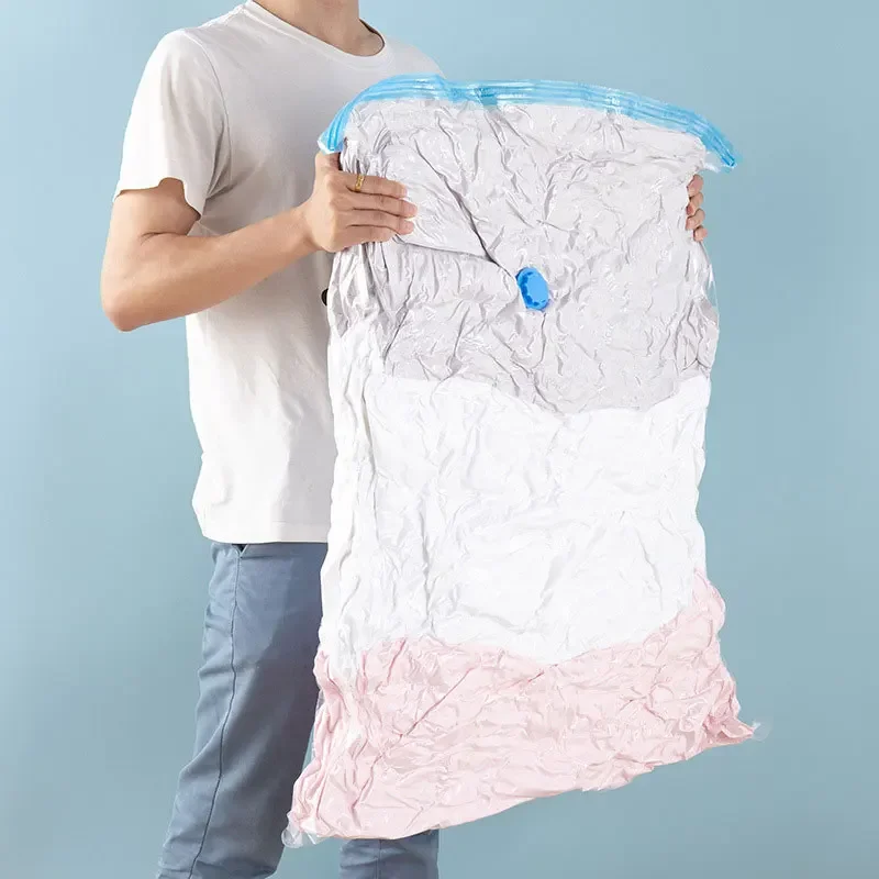 Bolsa de compresión al vacío gruesa, bolsa de vacío transparente para edredón, bolsa de almacenamiento, bolsa de almacenamiento y clasificación de ropa para el hogar, 1/3/5 Uds.