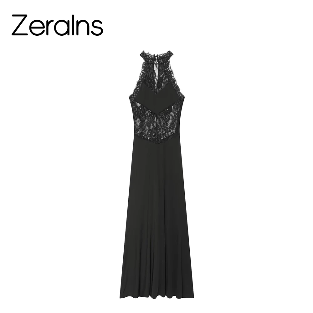 ZERAINS 2026 Sommer Neuheit Damen Pure Desire Style Spitze Hohlstickerei Unterwäsche Neckholder-Kleid