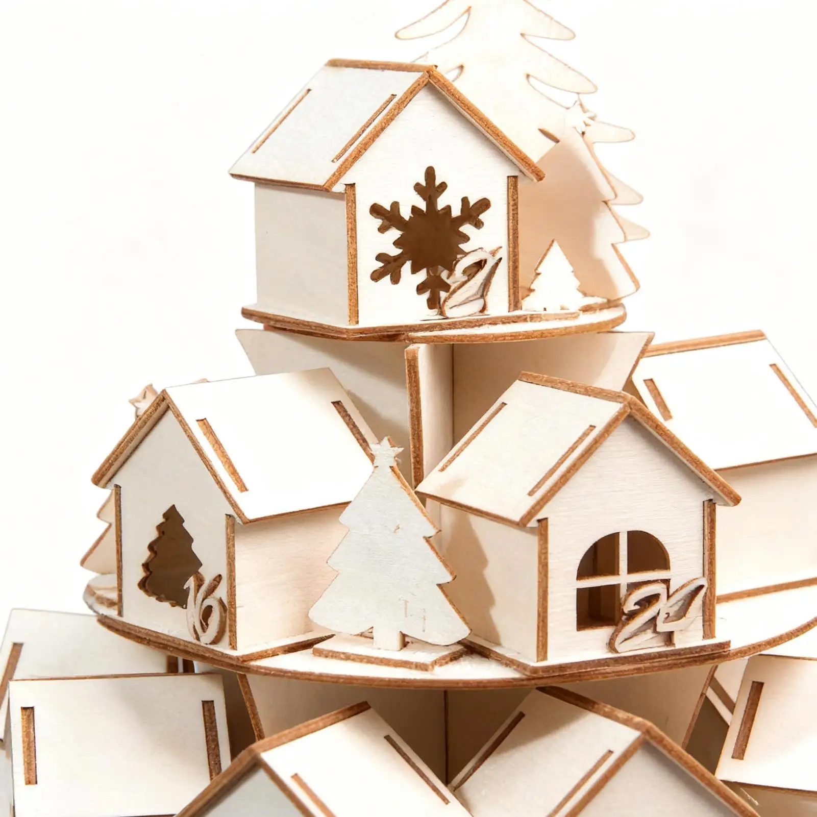 Casa vazia de contagem regressiva de natal, decoração festiva de advento, 24 casas vazios de contagem regressiva de advento para preencher crianças, família, meninas e mulheres