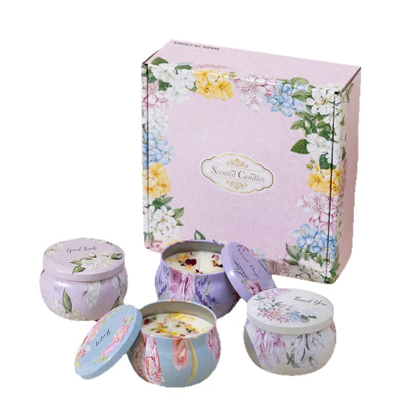 Set da 4 pezzi di scatole regalo per candele profumate, souvenir natalizi, candele per aromaterapia in cera di soia senza fumo