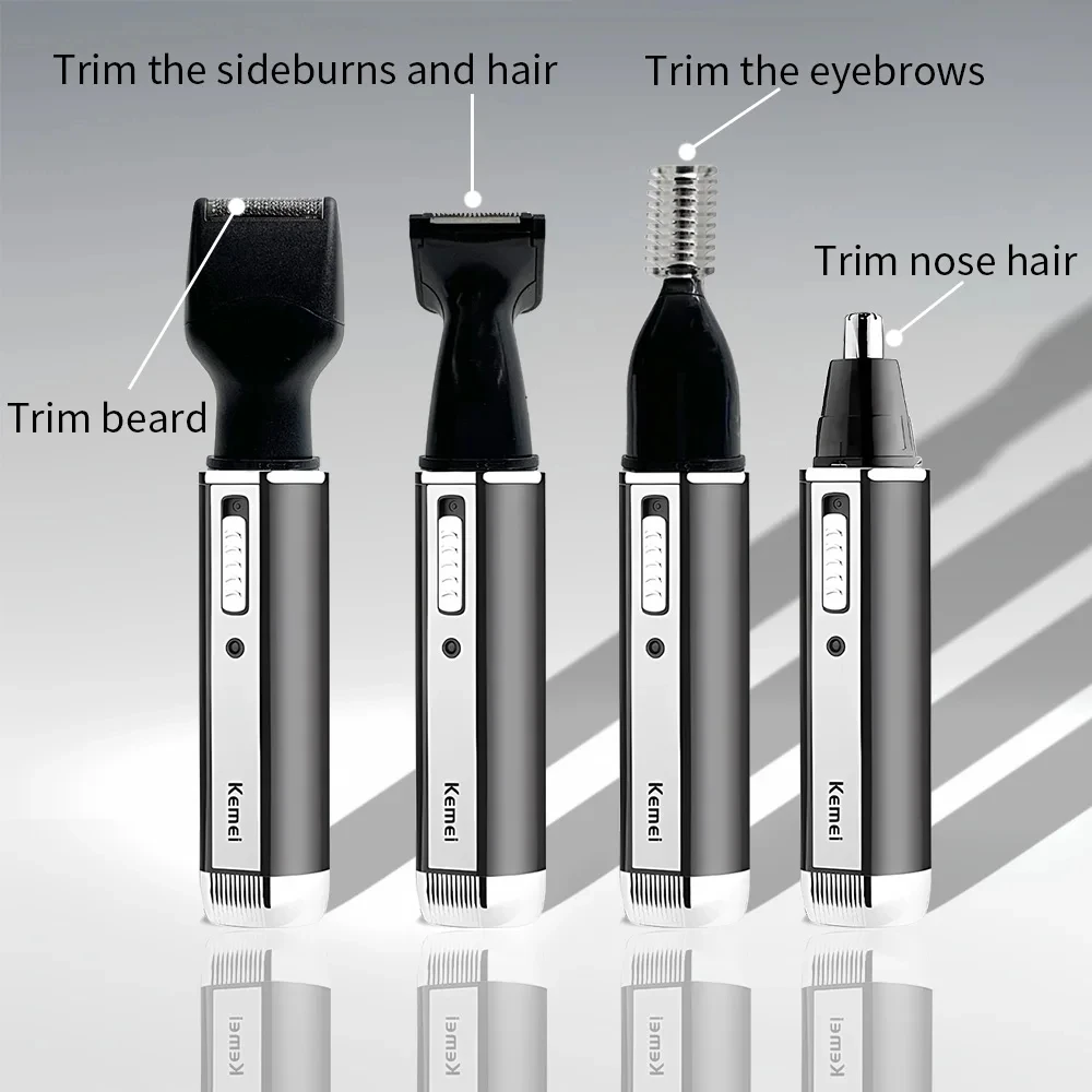 Kemei KM-6630 4 in 1 naso sopracciglio capelli barba Trimmer rasoio elettrico ricaricabile naso orecchio Trimmer con taglio tempio per gli uomini