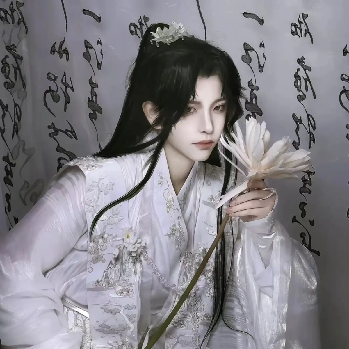 المسلسل التلفزيوني الصيني TGCF 2HA Tian Guan Ci Fu Xie Lian Chuwanning أزياء تنكرية Xie Lian Cos فستان أبيض Hanfu مجموعة كاملة