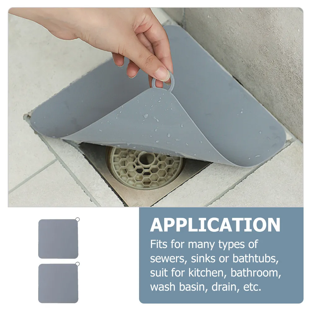 2Pcs Premium Silicone Toilet Drain Cover Sewer Filtering Cover Floor Drain Cap Kitchen Bathroom Hair Food Waste Blocking