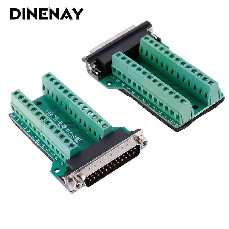 DB25 D-SUB fêmea 25pin plug breakout placa pcb conector de terminais de 2 fileiras