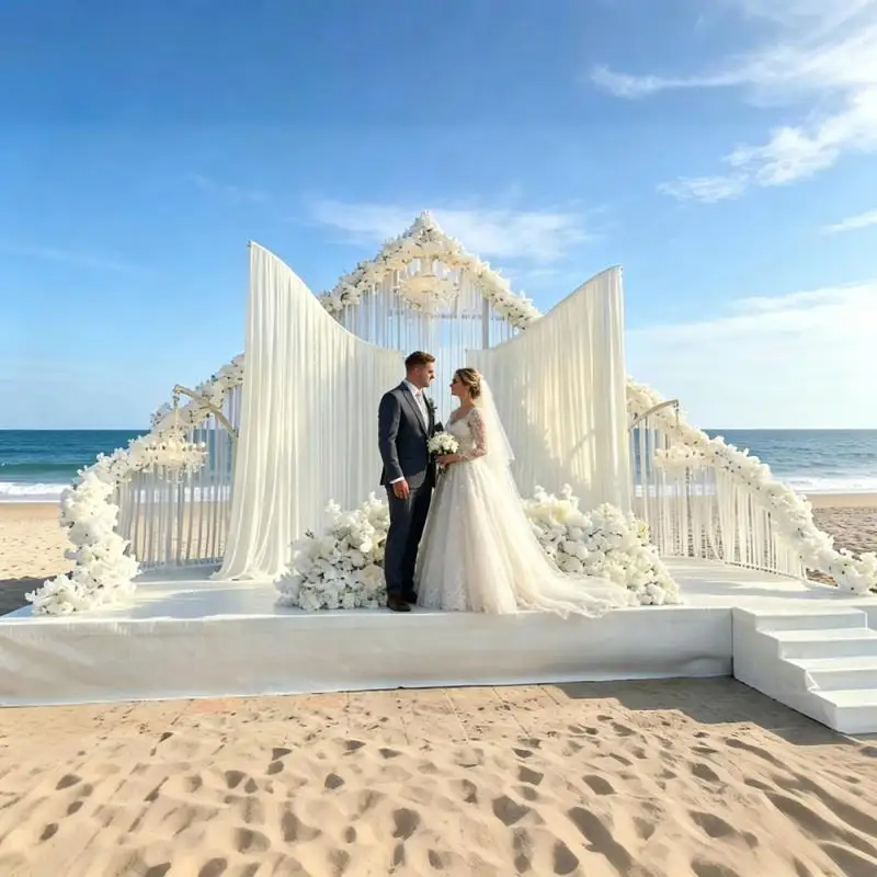 

2pcs Metal Arch Cloth Gauze Sash Frame Outdoor Wedding Party Backdrop Decoration Draping Fabric Display Rack