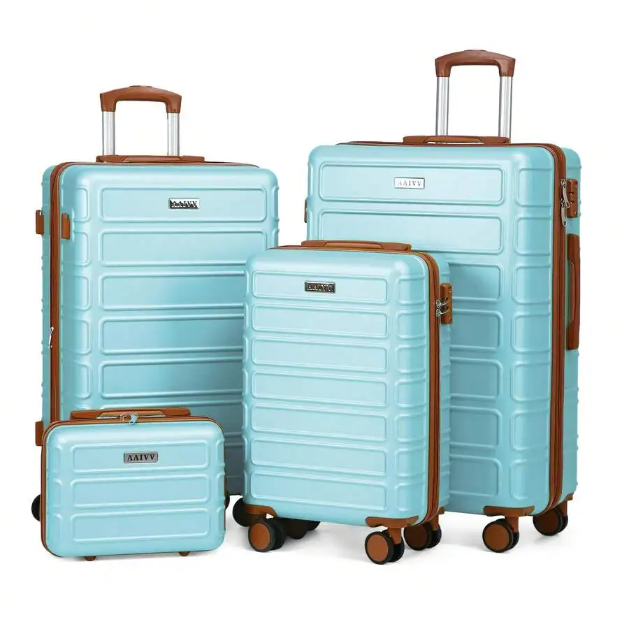 4-In-1 Expandable ABS Luggage Set, 13/20/26/28 Inch Hard Shell Suitcases With Dual Spinner Wheels & TSA Lock, Sturdy Travel Bags