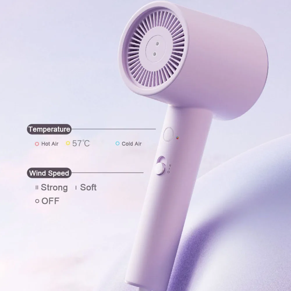 H301 مجفف الشعر عالي السرعة الرياح القوية أنيون منفاخ قوي الرياح الساخنة والباردة 1600 واط مجفف للنفخ للسفر فندق 2 التروس 57 ℃