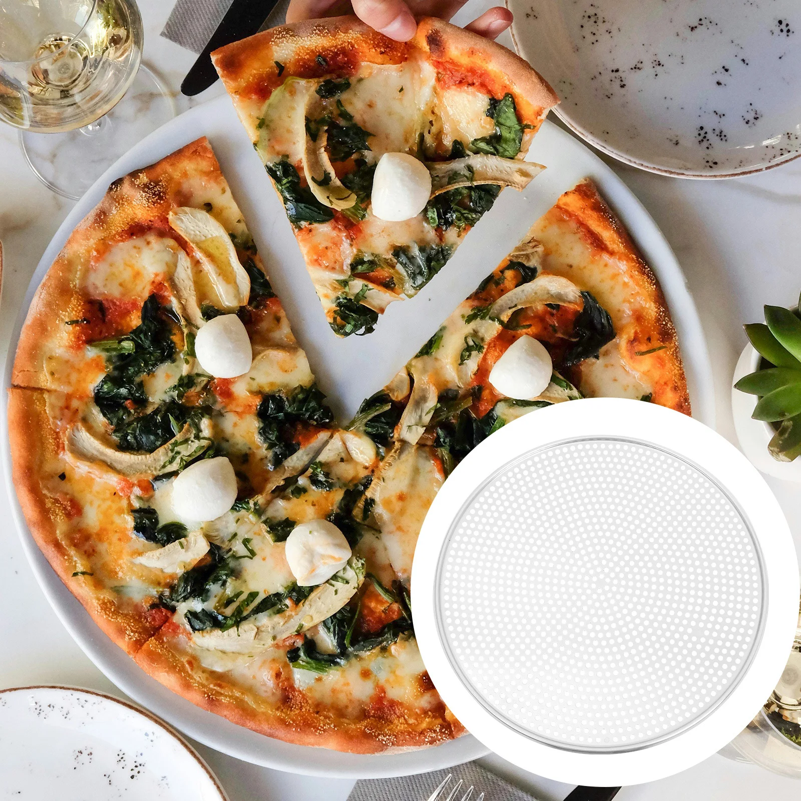 

Round Aluminum Perforated Pizza Pan 12 Inch Nonstick Baking Tray for Oven Pizza Cake Pancake Serving Screen Home Kitchen